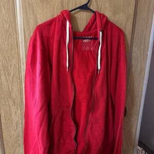 Vans Off The Wall Men's Full-Zip Red Hoodie Sweatshirt Size Large